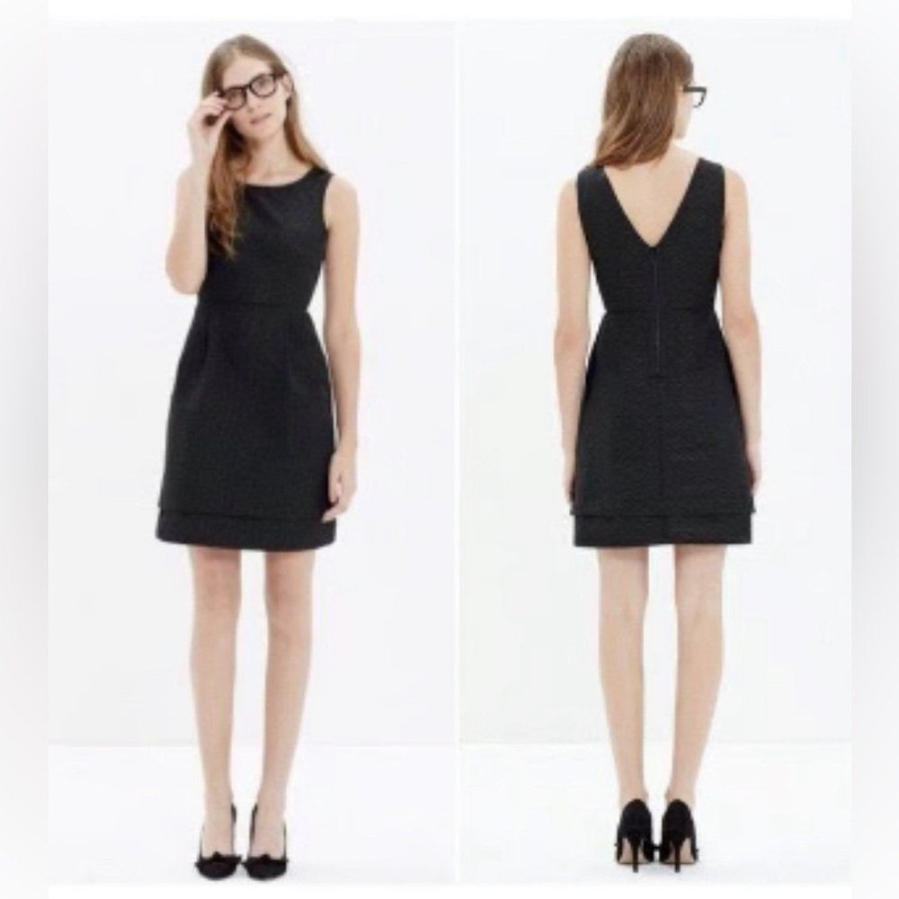 Women’s Madewell 0 Elegant Black/Gold Sleeveless Back Zip Jacquard Sheat… - Picture 3 of 5